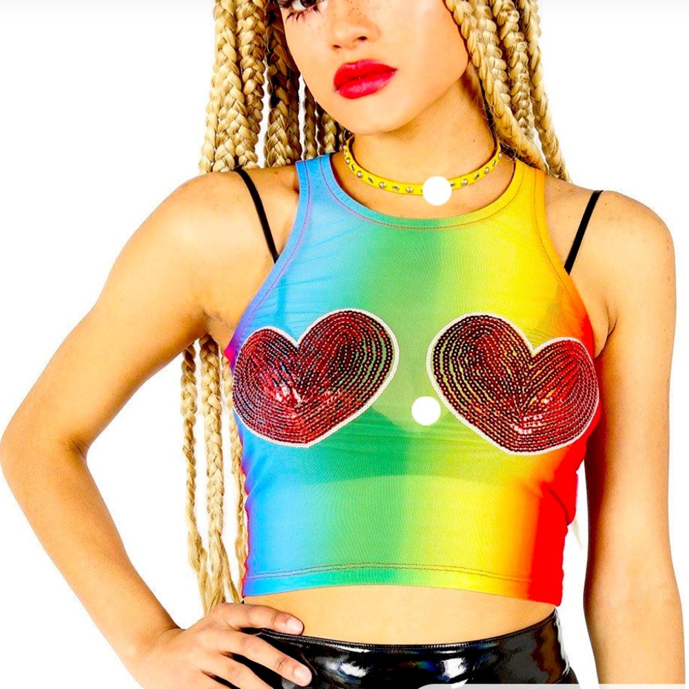 Iron Fist Somewhere Rainbow Crop Tank Top Women Color Multi Size XL